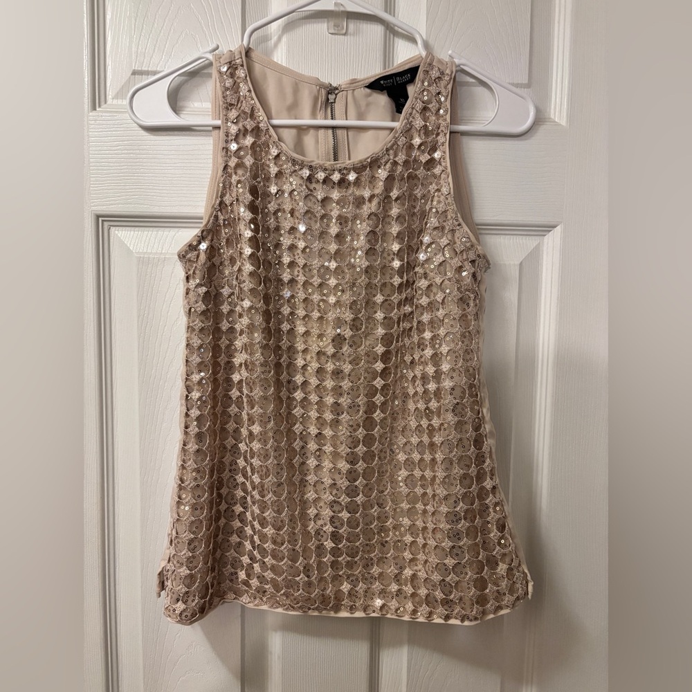 WHITE HOUSE/BLACK MARKET GOLD SEQUIN TANK TOP XS